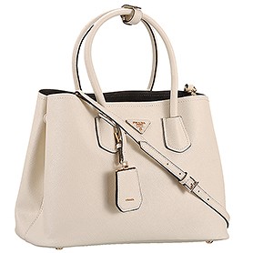 Prada Saffiano Double Tote White