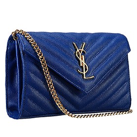 Saint Laurent Monogram Wallet On Chain Blue