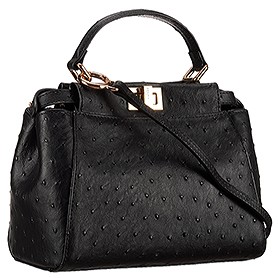 Fendi Peekaboo Mini Ostrich Leather Black Bag
