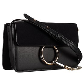 Chloe Faye Small Bag Black Suede Leather Flap