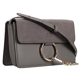 Chloe Faye Small Bag Grey Suede Leather Flap