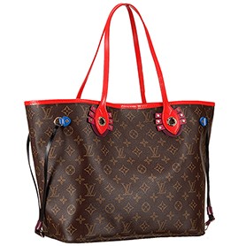 Louis Vuitton Monogram Totem Neverfull Red