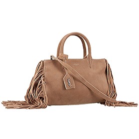 Saint Laurent Rive Gauche Small Fringed Suede Bag Beige