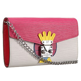 Louis Vuitton Tribal Mask Chaine Wallet Epi White Fuchsia