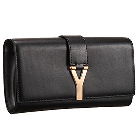 YSL Classic Y Clutch Black Leather 608315