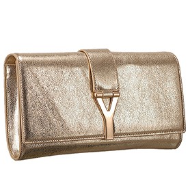 YSL Classic Y Clutch Gold Leather 608317
