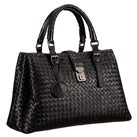 Bottega Veneta Intrecciato Nappa Top Large Handle Black Bag
