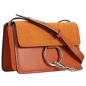 Chloe Faye Small Bag Brown Suede Leather Flap