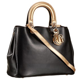 Diorissimo Medium Dark Gold and Black City Bag