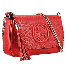 Gucci Soho Leather Shoulder Bag Red