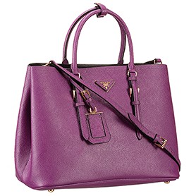 Prada Saffiano Double Tote Purple