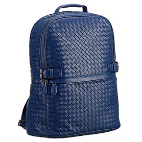 Bottega Veneta Intrecciato Unisex Backpack Blue Bag