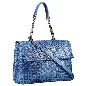 Bottega Veneta Two Toned Light Blue and Blue Intrecciato Nappa Bag