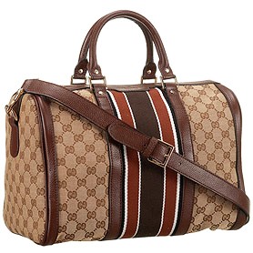 Gucci Vintage Web Boston Bag Brown