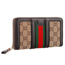 Gucci Vintage Web GG Canvas Wallet Brown