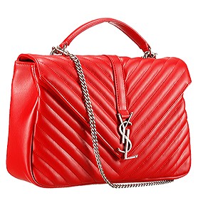 Saint Laurent College Matelasse Large Bag Red