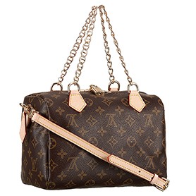 Louis Vuitton Monogram Speedy 25 Bag With Chain Shoulder Strap