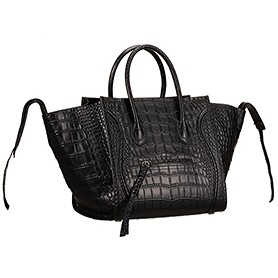 Celine Phantom Medium Black Crocodile Leather