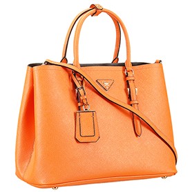 Prada Saffiano Double Tote Orange