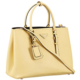 Prada Saffiano Double Tote Yellow