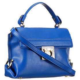 Salvatore Ferragamo Sofia Mini Leather Tote Blue