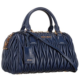 Miu Miu Matelasse Top Handle Large Dark Blue