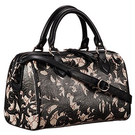 Gucci Boston Arabesque Canvas Shoulder Bag Black