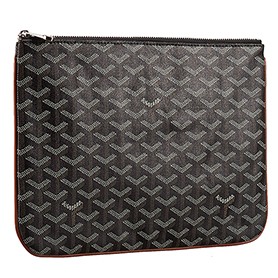 Goyard Medium Pouch Black And Tan Leather Trim