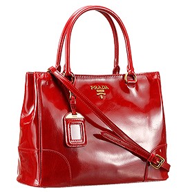 Prada Classic Patent Leather Satchel Red