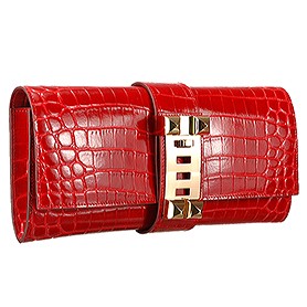 Hermes Medor Crocodile Leather Red Clutch 18926683
