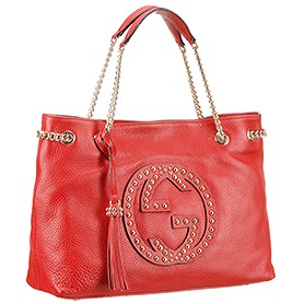 Gucci Soho Studded Shoulder Bag Light Red