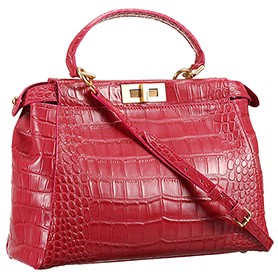 Fendi Small Peekaboo Fuchsia Leather Bag 608300