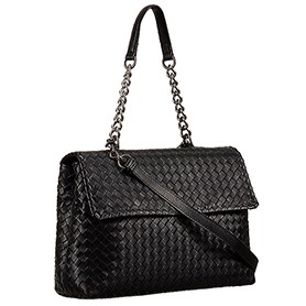 Bottega Veneta Nero Intrecciato Nappa Olimpia Bag