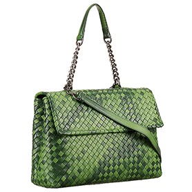 Bottega Veneta Two Toned Light Green and Green Intrecciato Nappa Bag