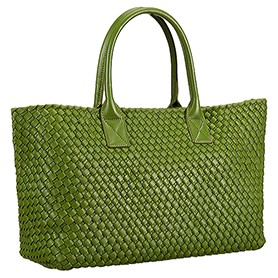 Bottega Veneta Woven Ostrich Large Tote Green