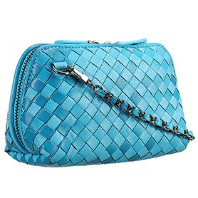 Bottega Veneta Small Shoulder Leather Chain Turcoise Bag