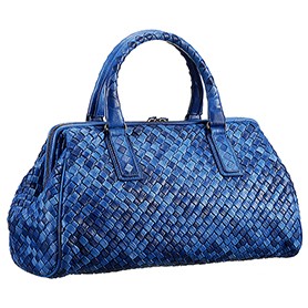 Bottega Veneta Intrecciato Duffel Large Blue Bag