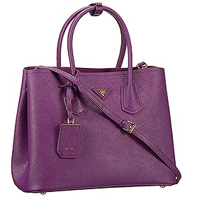 Prada Saffiano Double Tote Purple