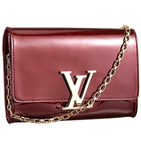 Louis Vuitton Chain Louise Patent Leather Dark Red