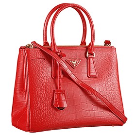 Prada Saffiano Crocodile Leather Red Bag