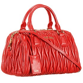 Miu Miu Matelasse Top Handle Large Red