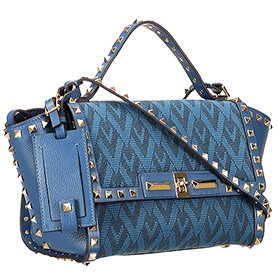 Valentino Viva Valentino Fabric Medium Tote Bag Blue