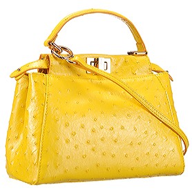 Fendi Peekaboo Mini Ostrich Leather Yellow Bag