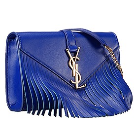 Saint Laurent Medium Fringed Leather Satchel Blue