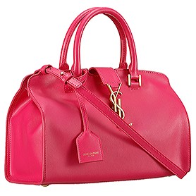 Saint Laurent Monogram Cabas Small Leather Bag Fuchsia