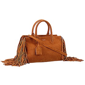 Saint Laurent Rive Gauche Small Fringed Suede Bag Tan