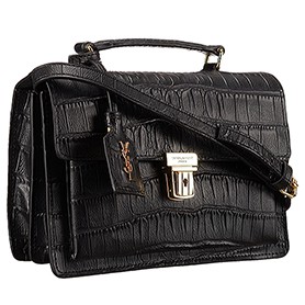 Saint Laurent High School Medium Crocodile Leather Bag Black
