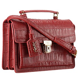 Saint Laurent High School Medium Crocodile Leather Bag Dark Red