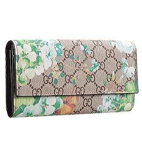 Gucci Green Blooms Supreme Canvas Wallet