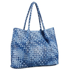 Bottega Veneta Intrecciato Duffel Bag Two Toned Light Blue and Blue